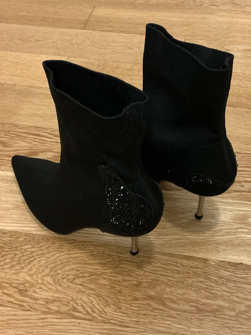 Staccato Women's Black Pointed Sock Ankle Boots